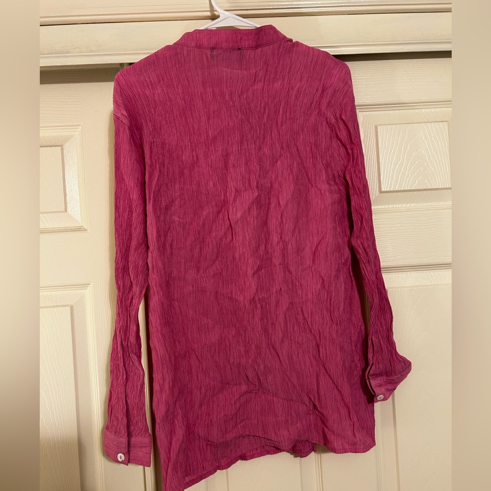 Wild Fox Crinkle Button Down Blouse - image 3